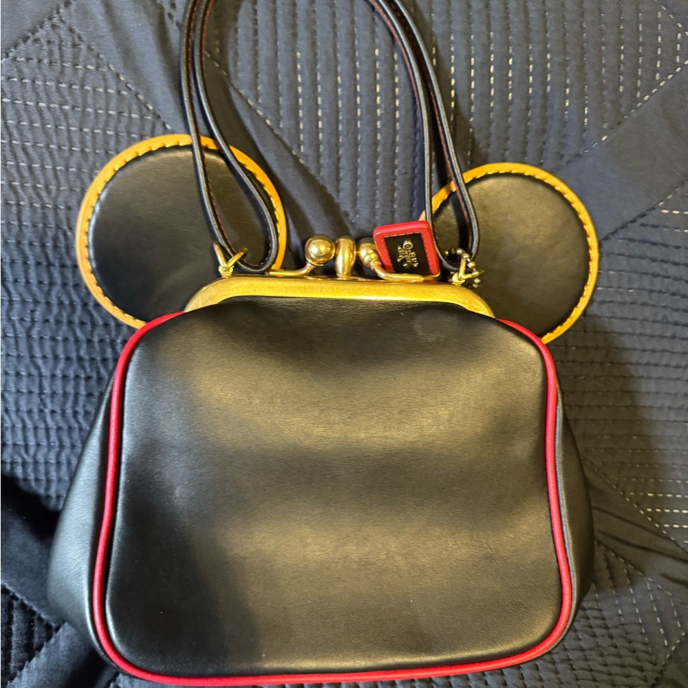 Mickey Mouse rare Coach Black Mini Satchel with Red Trim and Gold Accent